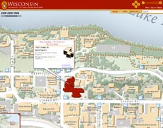 Screen capture of campus map view
