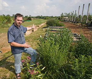 Photo of Balster at rain garden research plot