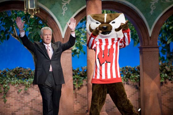 Photo of Jeopardy! host Alex Trebek and Bucky