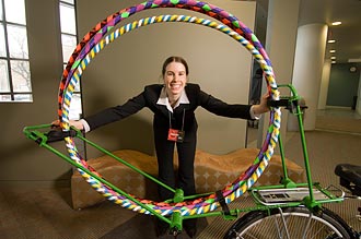 Danielle McIntosh poses with her Hoopla Rack