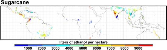 Map showing sugarcane yield