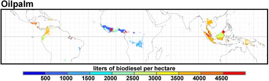 Map showing oilpalm yield