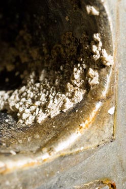 Photo of struvite inside a sweage treament pipe