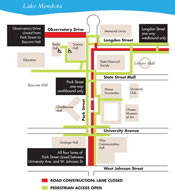 Map showing construction impacts as detailed in story below