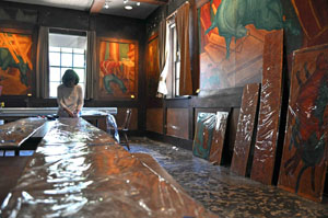 Photo of Paul Bunyan artwork in the Memorial Union.