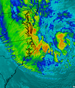 Satellite image of Hurricane Sandy