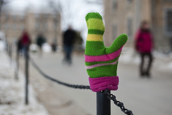 Photo: Mitten on fence post