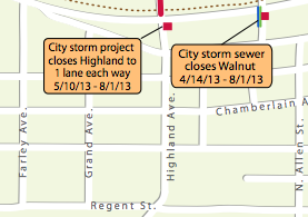Map: Walnut Street closure