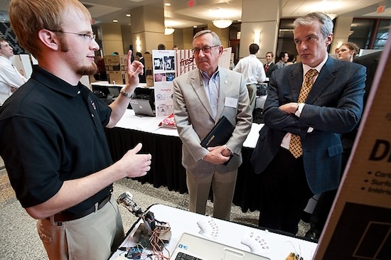 Photo: Student Chris Meyer at Burrill business plan competition