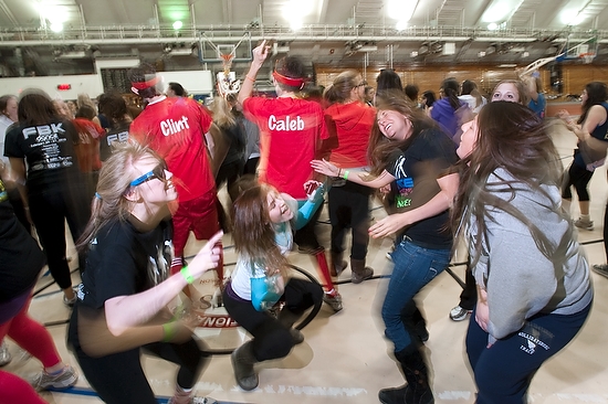 Photo of students dancing.