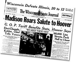Newspaper front page from Hoover’s visit