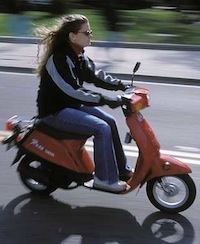 Photo: Moped rider on campus