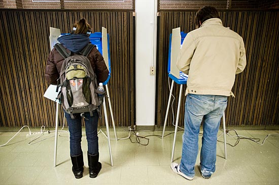 Photo of students casting ballots