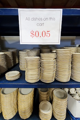 Photo: dishes for sale at $0.05 each