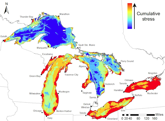 Image: Great Lakes stressors map