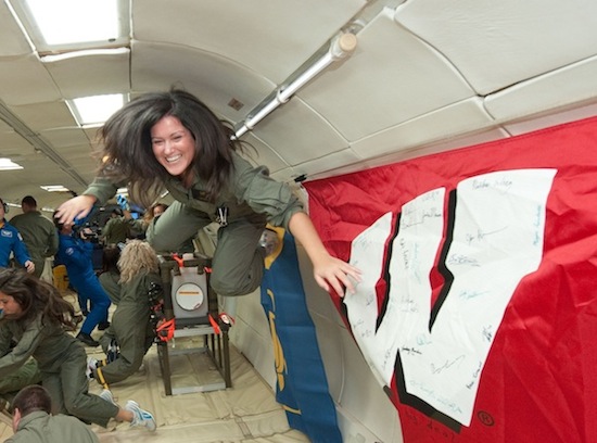 Photo: Julie Mason in zero gravity simulator