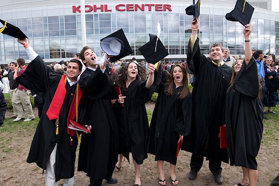 Photo: 2008 graduates outside Kohl Center