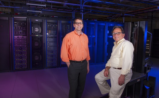 Photo: Brooklin Gore and Myron Livny in server room