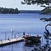 Photo of a boat docked on a northern Wisconsin lake