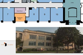 Photo of Marquip building and possible floor plan