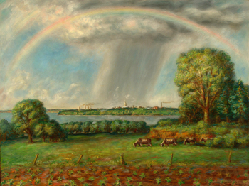 View of Madison with Rainbow, Oil on canvas, 1937