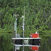 Photo of an automated buoy at Crystal Bog.