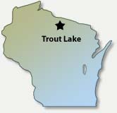 Map depicting Trout Lake location in North-Central Wisconsin.
